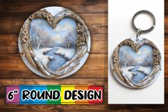 PNG Round Design 3D Heart Frame Winter Scene Product Image 1