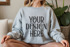Sport Grey Gildan 18000 Mockup, Sweatshirt Crewneck Mockups Product Image 1