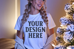 Christmas Bella Canvas 3001 White Shirt Mockup ,Trandy mock Product Image 1