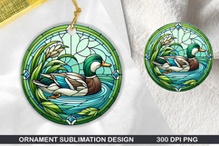 Cute Duck Stained Glass Ornament PNG, Digital Download File Product Image 1