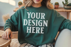 Forest Green Gildan 18000 Crewnwck Sweatshirt Mockup, gildan Product Image 1