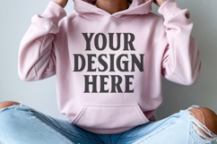Light Pink Gildan 18500 Hoodie Mockup, G18000 Hoodie Mod Product Image 1
