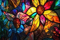 Floral Pattern Stained Glass Background Wallpaper Product Image 1