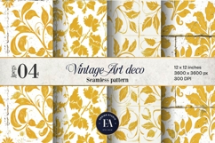 Gold Retro Floral Block Print | Geometric Floral Pattern Product Image 1