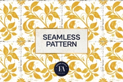 Gold Retro Floral Block Print | Geometric Floral Pattern Product Image 3