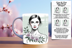Lovely 15oz Mug Wrap Png Artwork , Beauty Woman Product Image 1