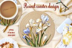 Delicate vintage floral round coaster sublimation design png Product Image 1
