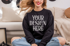 Black Gildan 18000 Sweatshirt Mockup,G18000 Crewneck Sweatsh Product Image 1