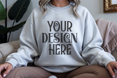 Sport Grey Gildan 18000 Mockup, Sweatshirt Crewneck Mockups Product Image 1