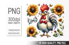 Cute Chicken, Animal Sublimation Clipart PNG Product Image 1