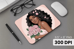 Afro Girl / Woman braided hair Mouse Pad, Black Queen PNG Product Image 1