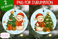 Christmas ornament PNG sublimation, Cute snowman ornament Product Image 1