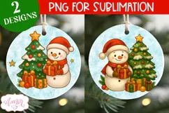 Christmas ornament PNG sublimation, Cute snowman ornament Product Image 1