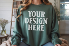 Forest Green Gildan 18000 Crewnwck Sweatshirt Mockup, gildan Product Image 1