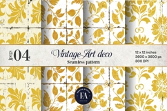 Gold Retro Floral Block Print | Geometric Floral Pattern Product Image 1