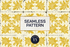 Gold Retro Floral Block Print | Geometric Floral Pattern Product Image 3