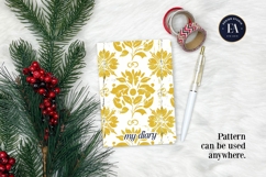 Gold Retro Floral Block Print | Geometric Floral Pattern Product Image 4