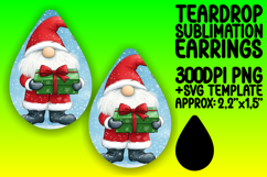 Trendy Teardrop Earrings Sublimation Art , Gnome Product Image 1