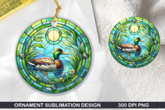 Cute Duck Stained Glass Ornament PNG, Digital Download File Product Image 1