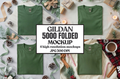Gildan 5000 Folded Christmas Mockup, G5000 mockup Product Image 1