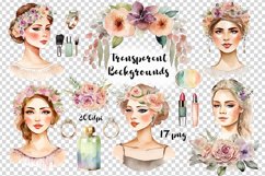Watercolor Clipart: Beautiful Women's Faces Product Image 2