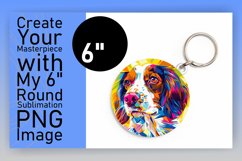 Bright and Playful Dog Round Design Keychain Sublimation Product Image 1