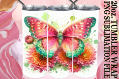 Vibrant Mornings 20oz tumbler wrap, Butterfly Product Image 1