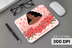 Afro Girl / Woman braided hair Mouse Pad, Black Queen PNG Product Image 1