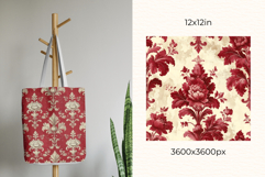 Red Toile de Jouy Digital Paper Kit Rococo Patterns Product Image 4