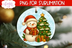 Christmas ornament PNG sublimation, Cute snowman ornament Product Image 2