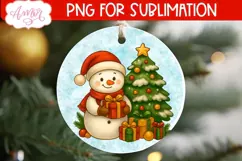 Christmas ornament PNG sublimation, Cute snowman ornament Product Image 2