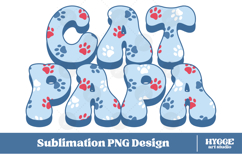 American Cat Papa 4th of July USA Paw DTF PNG Sublimation Product Image 1