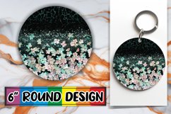 Glittering Floral Sparkle Sublimation Circle: Keychain, Coas Product Image 1