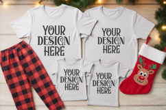 Christmas Family Matching Group T-Shirt Mockups | Holiday Fl Product Image 1
