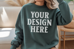 Forest Green Gildan 18000 Crewnwck Sweatshirt Mockup, gildan Product Image 1