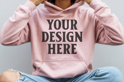 Light Pink Gildan 18500 Hoodie Mockup, G18000 Hoodie Mod Product Image 1