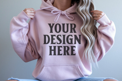 Light Pink Gildan 18500 Hoodie Sweatshirt Mockup, 185 mock- Product Image 1