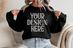 Black Gildan 18000 Sweatshirt Mockup,G18000 Crewneck Sweatsh Product Image 1