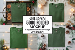 Gildan 5000 Folded Christmas Mockup, G5000 mockup Product Image 1