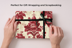 Red Toile de Jouy Digital Paper Kit Rococo Patterns Product Image 5