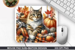 Cat Mouse Pad Sublimation, Autumn Mouse Pad PNG Design Product Image 1