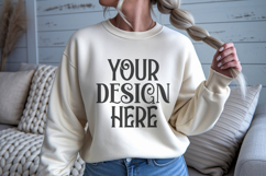 Sand Gildan 18000 Crewneck Sweatshirt Mockups,G18000 Product Image 1