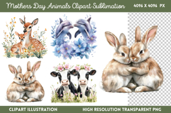 Mothers Day Animals Clipart Sublimation Bundle PNG Product Image 5