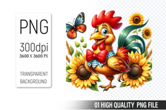 Cute Chicken, Animal Sublimation Clipart PNG Product Image 1