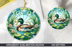 Cute Duck Stained Glass Ornament PNG, Digital Download File Product Image 1