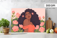 Afro Girl/Woman Melanin braided hair Cutting Board PNG Desig Product Image 1