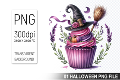 Halloween Witch Cupcake, Halloween Clipart PNG File Product Image 1