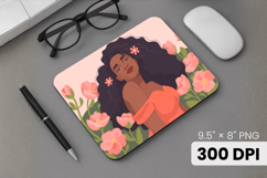 Afro Girl / Woman braided hair Mouse Pad, Black Queen PNG Product Image 1