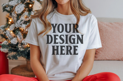 Christmas Bella Canvas 3001 White Shirt Mockup ,Trandy mock Product Image 1