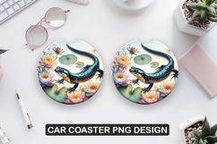 Newts Car Coaster Sublimation| Animal Coaster PNG Product Image 1
